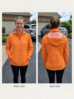 Columbia Womens Switchback II Rain Jacket Orange Packable Hooded Windbreaker M